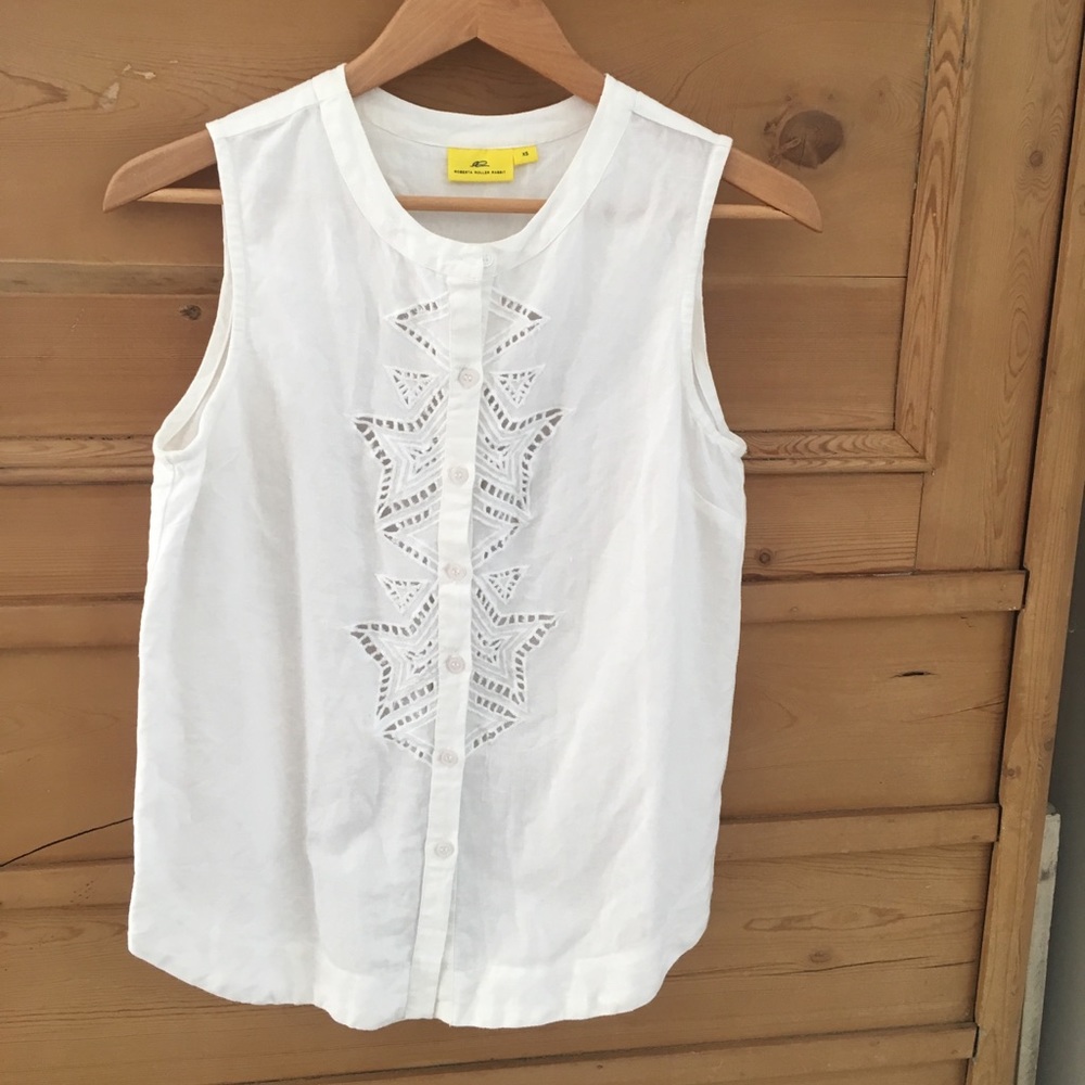 Roberta Roller Rabbit Emb Linen Top XS